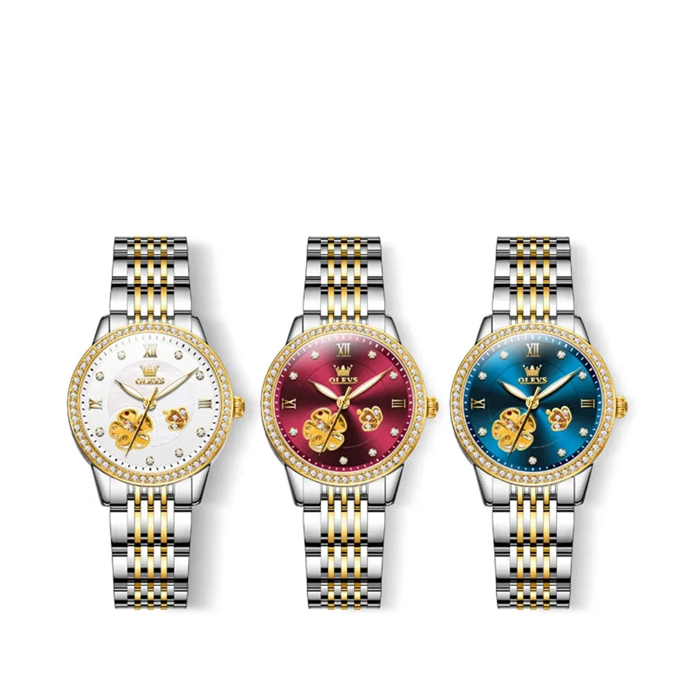 Montre squelette automatique pour femme avec bracelet jubilé