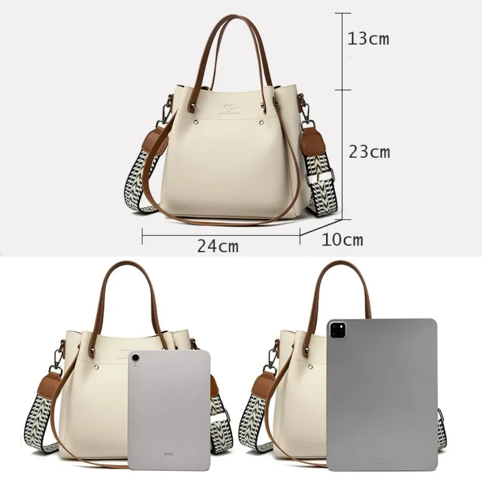 Genuine Leather Shoulder Crossbody Bag for Women – Multi-Pocket, 4 Colors