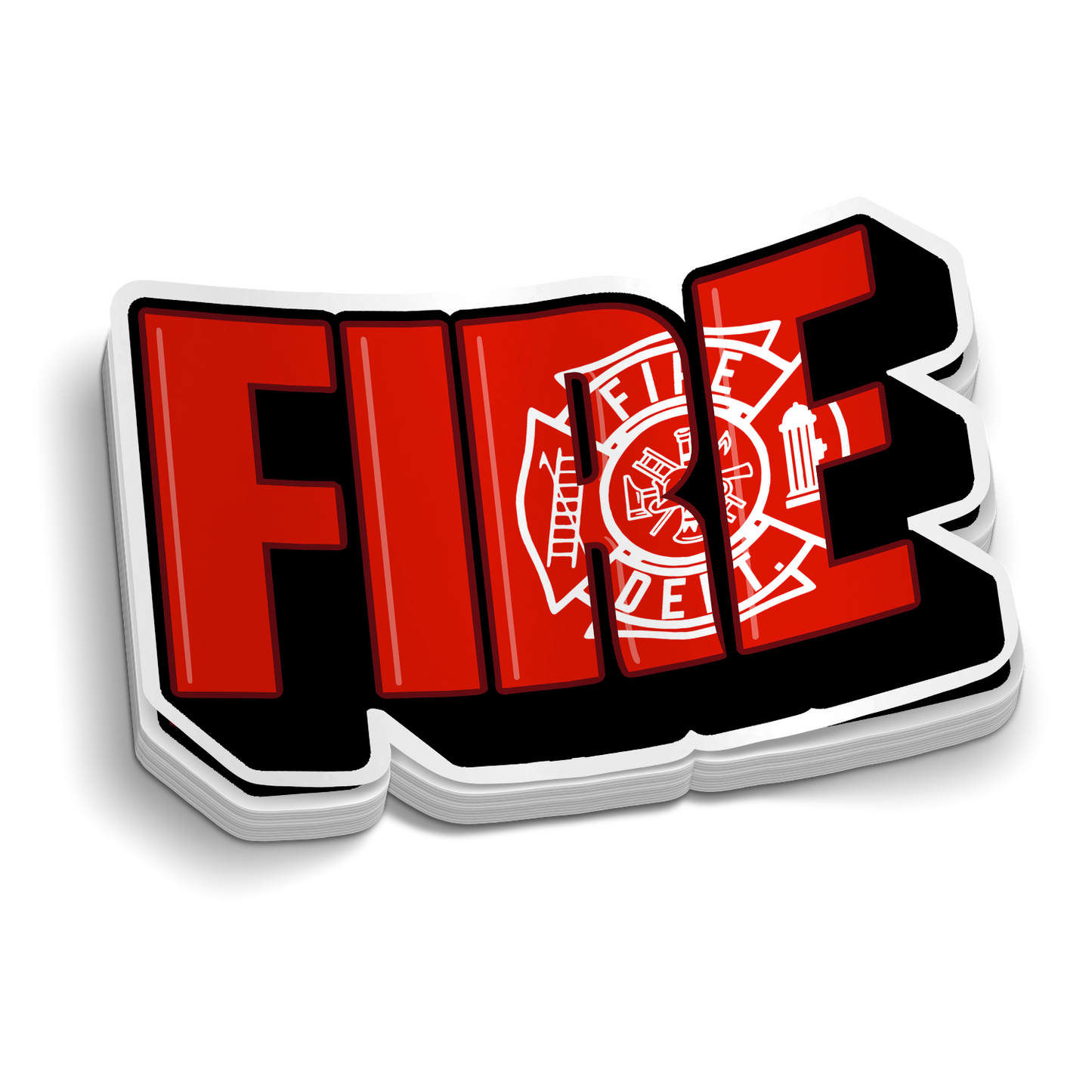 Feuerwehrmann-Aufkleber im FIRE Logo-Stil