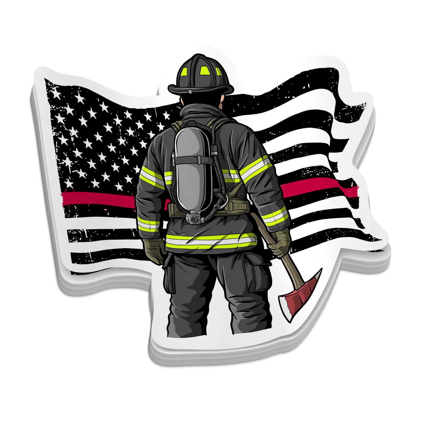 Feuerwehrmann-Redline-Flagge – Patriotische Feuerwehr-Aufkleber