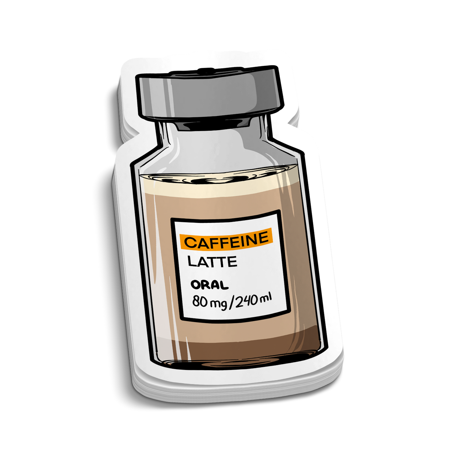 Koffein-Fläschchen 80mg | Lustige Medizinische Aufkleber