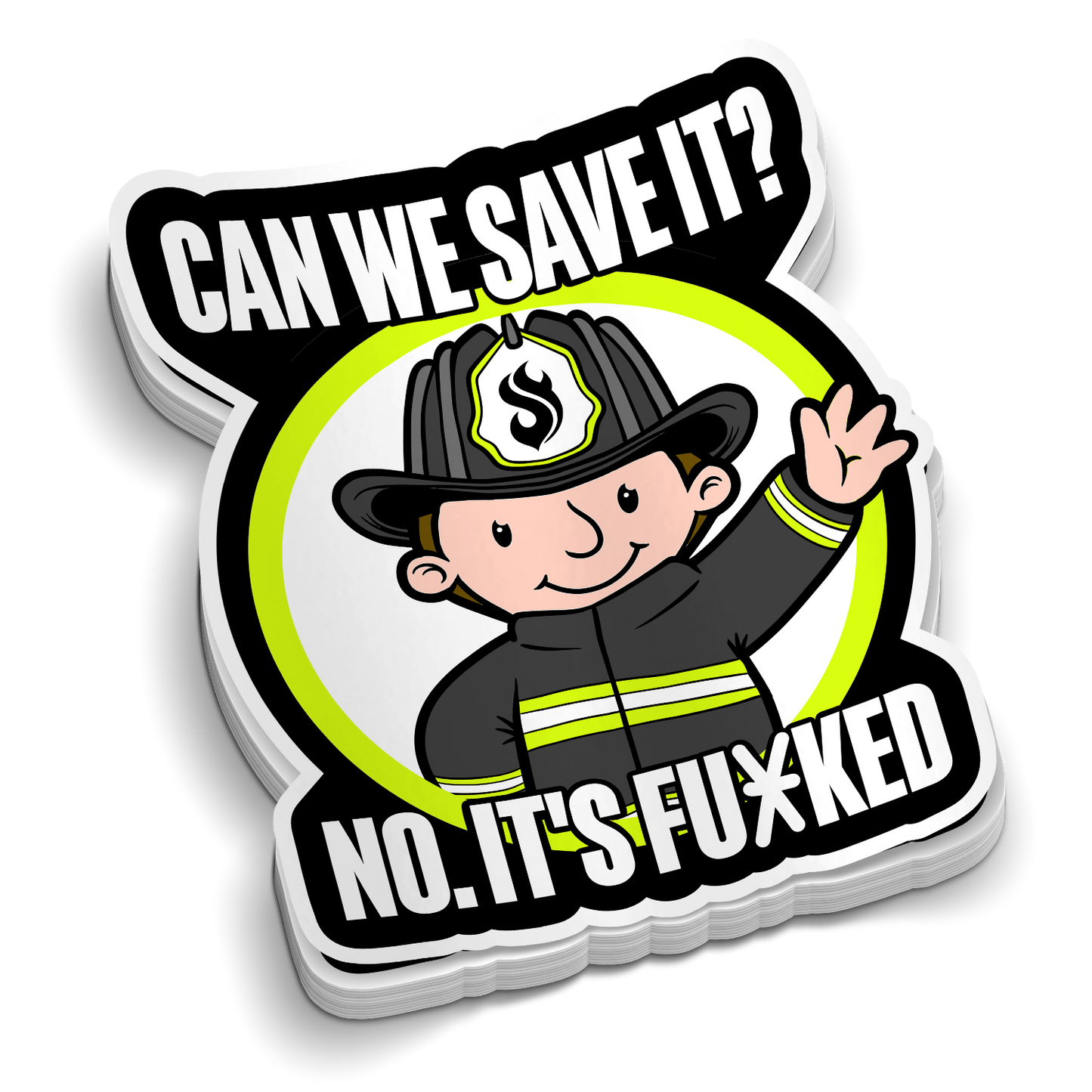 Können wir es retten? – Feuerwehr-Aufkleber