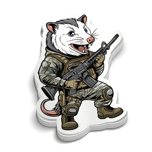 Soldat Opossum | Autocollants Militaires Amusants | Parfait pour les Ordinateurs Portables