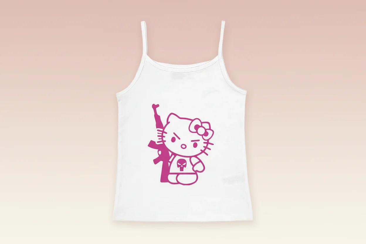 Y2K Hello Kitty Crop Top – Emo Girls Vintage Punk Tank