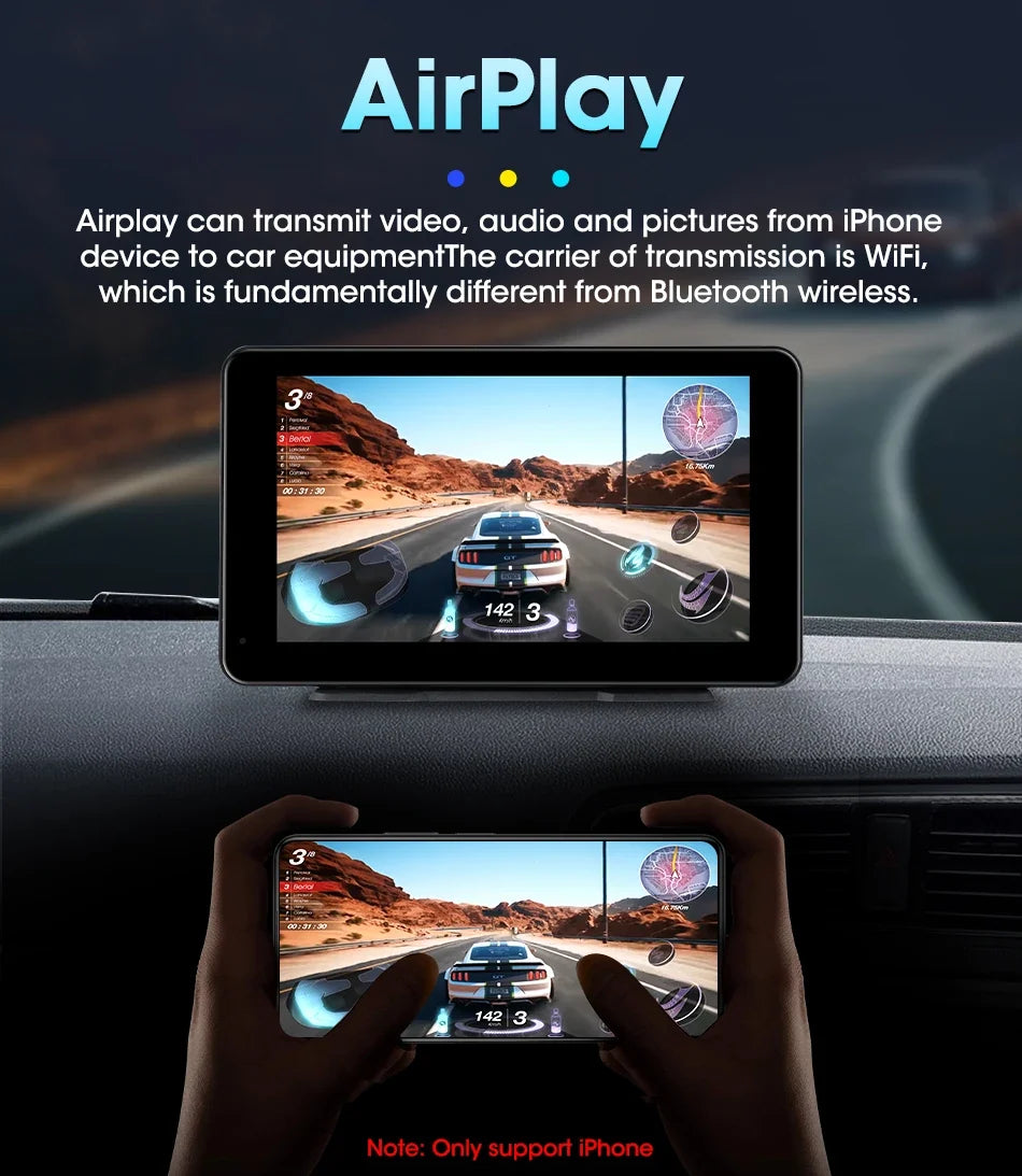 Portable Wireless CarPlay & Android Auto Screen – Size & DVR Options