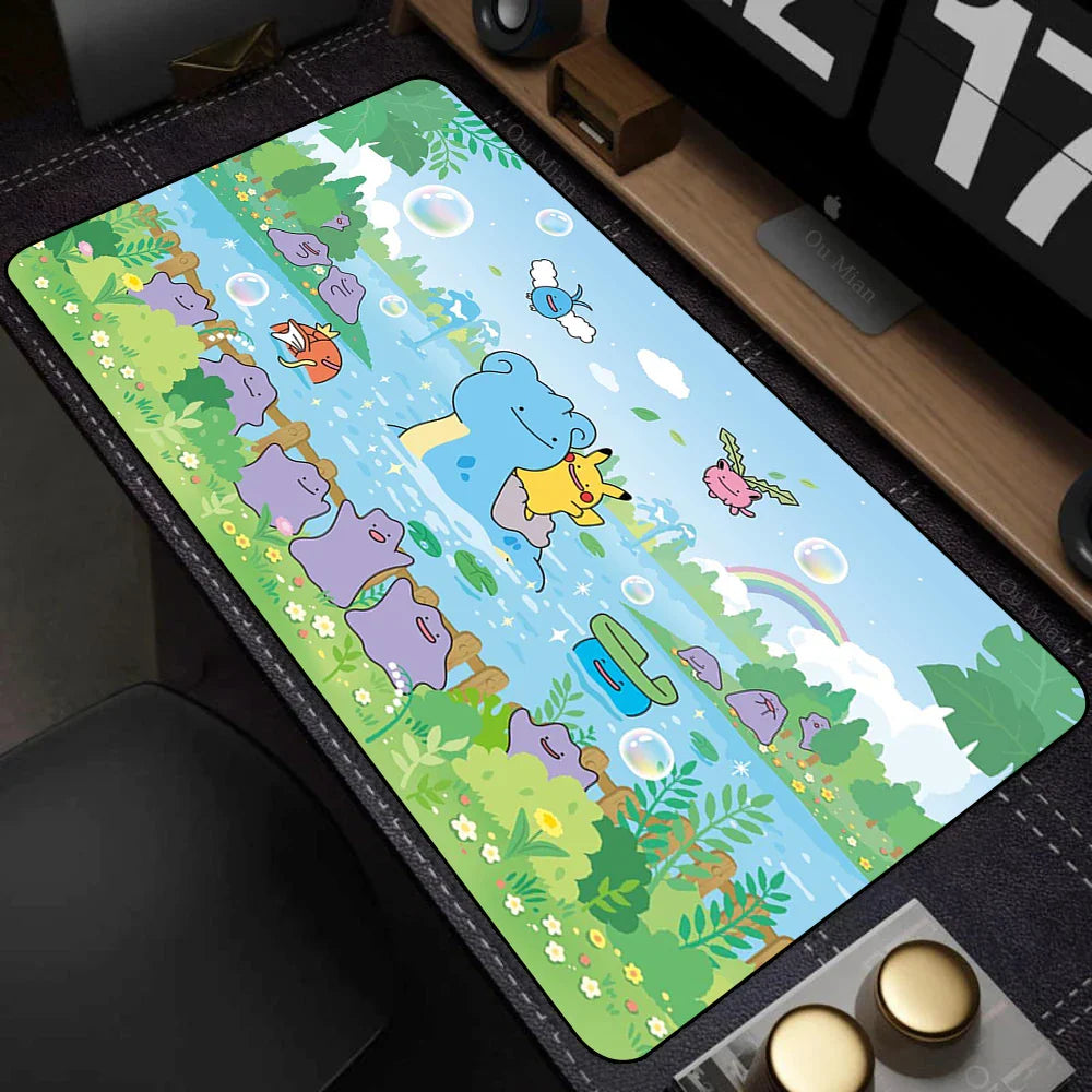 Mouse Pad Gamer XXL Mouse Mat P-pokemon Desk Mats Table of Office Carpet Gamer Natural Rubber Mice Pad Lockrand Mousepad 90x40cm