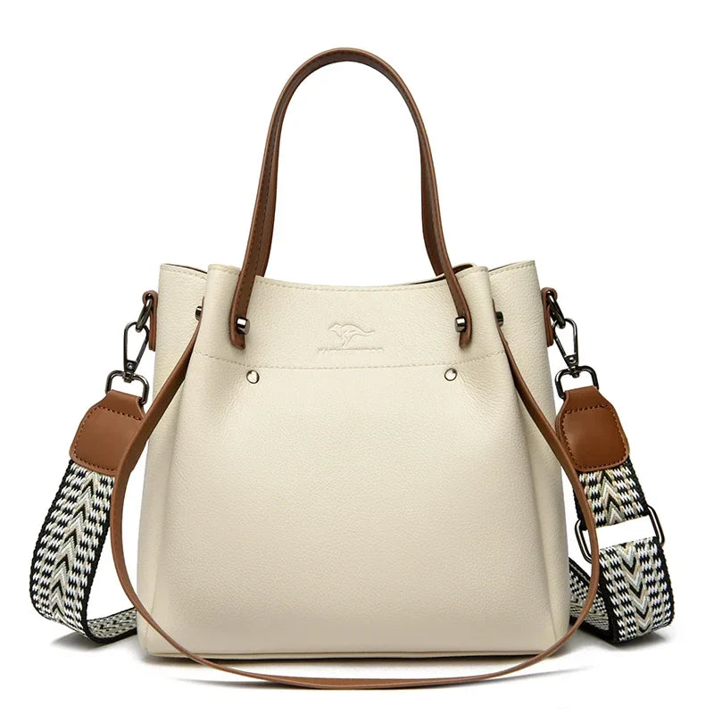 Genuine Leather Shoulder Crossbody Bag for Women – Multi-Pocket, 4 Colors