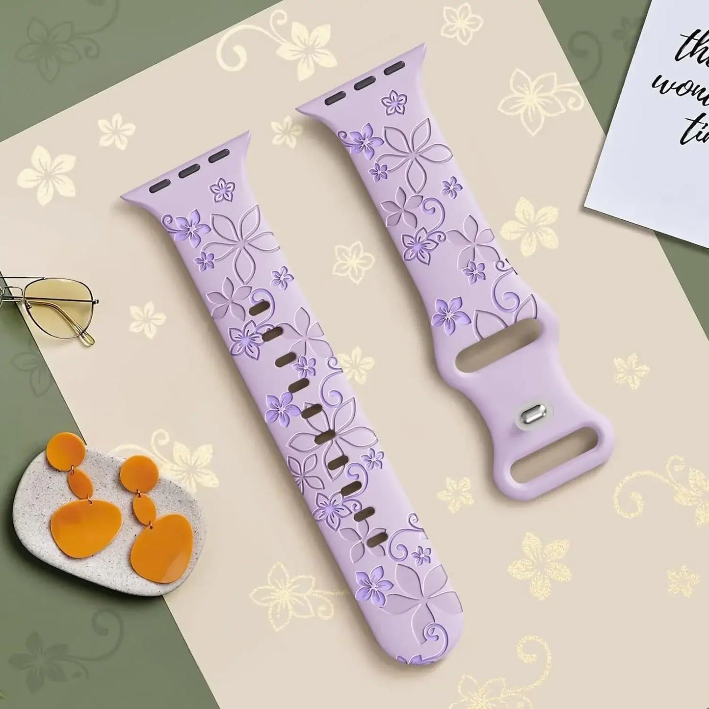 Apple Watch Silikonarmband – Robuster Riemen mit Blumendesign