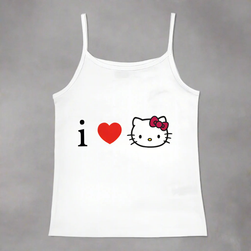 Y2K Hello Kitty Crop Top – Emo Girls Vintage Punk Tank
