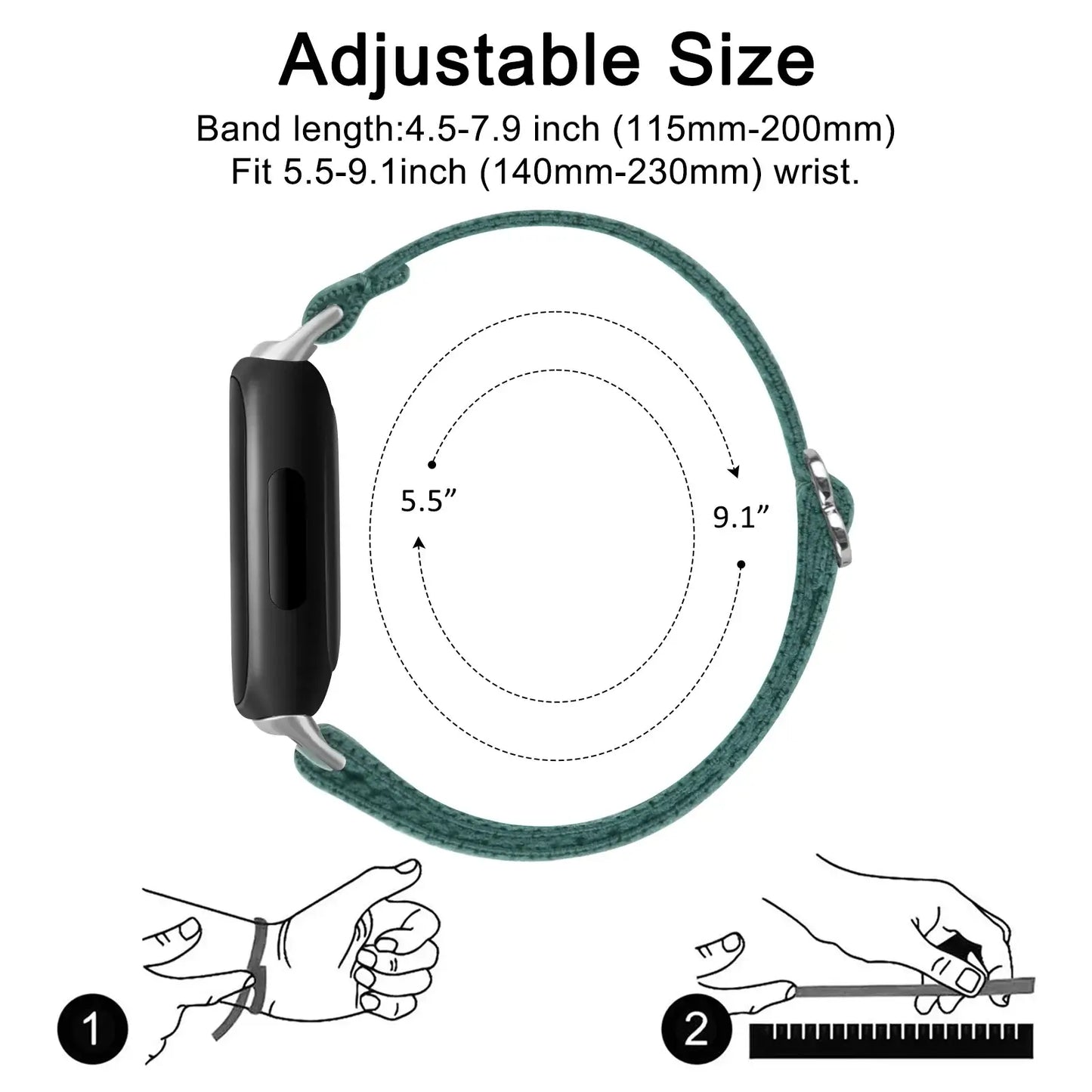 Bracelet en nylon respirant pour Fitbit Inspire 3, 2, 1, HR