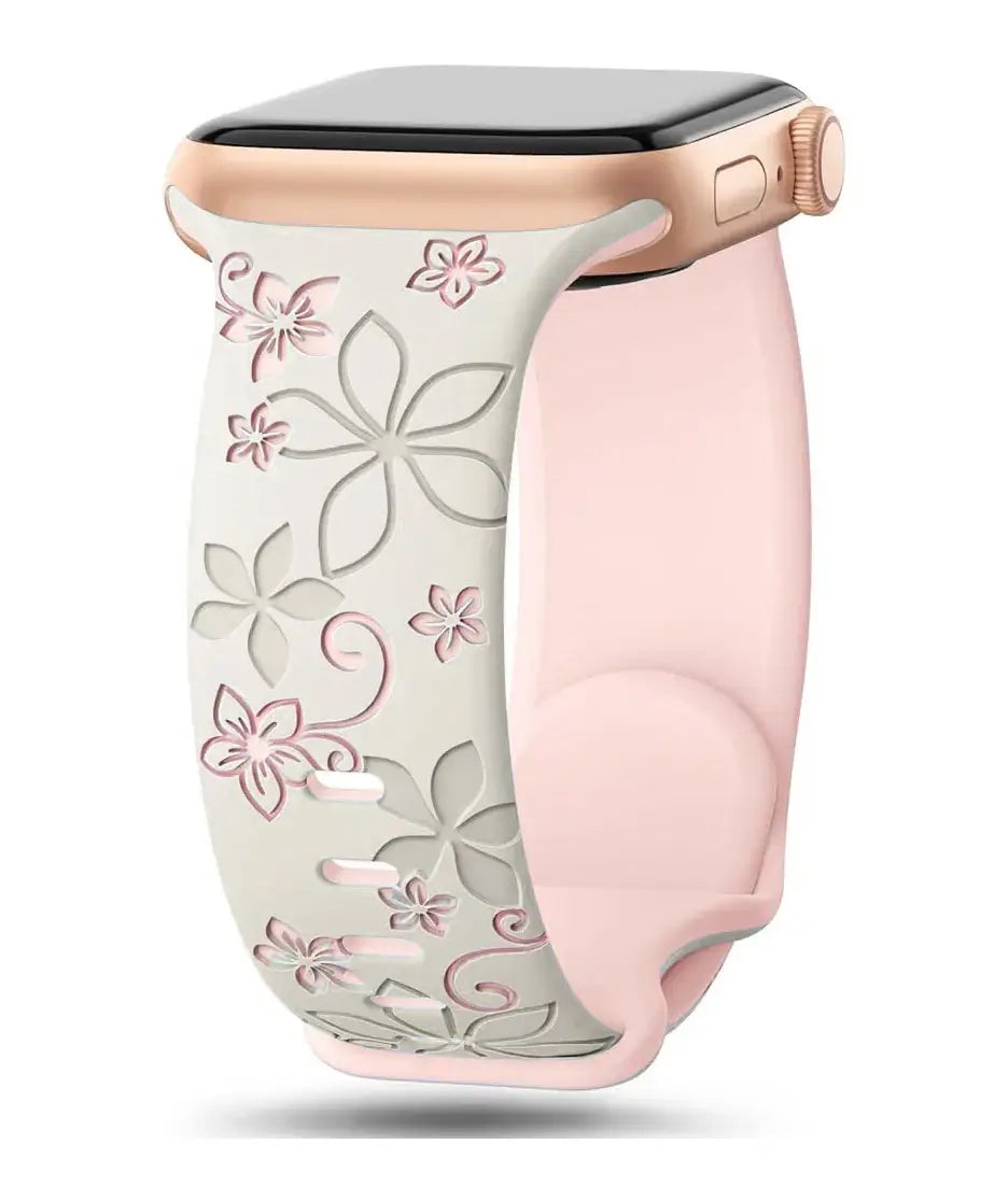 Apple Watch Silikonarmband – Robuster Riemen mit Blumendesign