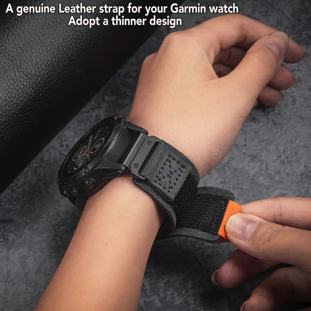Leder Schlaufe Klett Garmin Armbänder - Quickfit