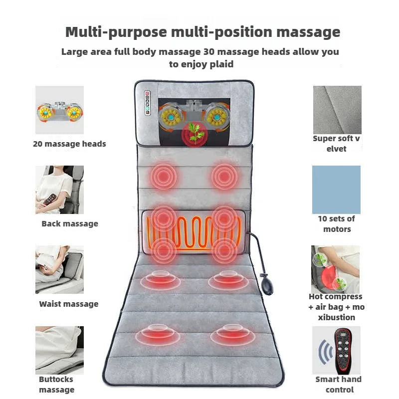 Electric Full Body Therapeutic Mattress with Heat – Kneading, Vibration & Hand Control