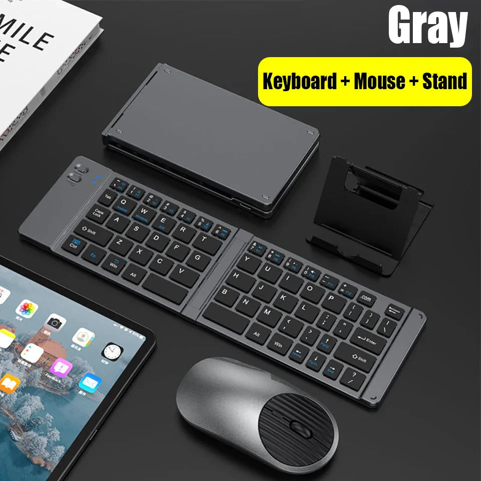 HKYC Wireless Bluetooth & 2.4G Keyboard and Mouse Set – Foldable, Ergonomic, Multi-Device
