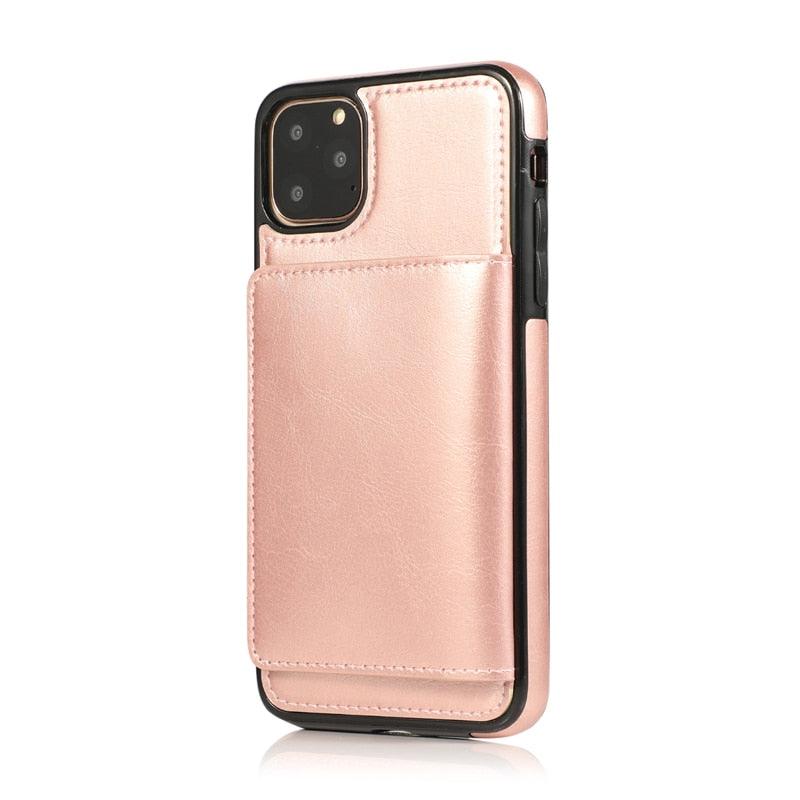 Leather Wallet Case For iPhone 11 Pro Max XS Max XR X 8 7 6S 6Plus 5 5S With Stand Card Pocket Case Cover Shockproof Texture PU Leather  Wallet Cover