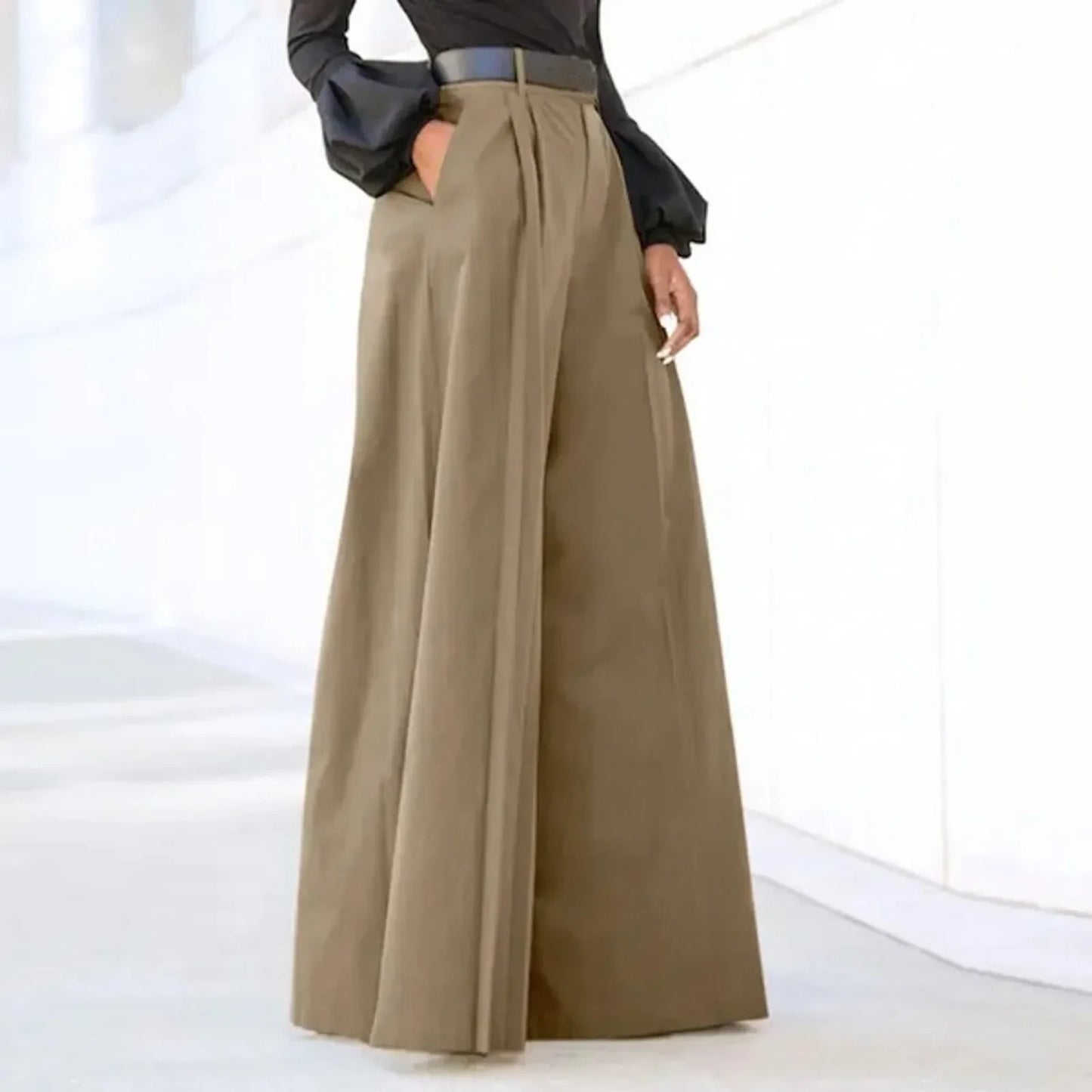Women’s 2026 Summer Autumn Palazzo Pants - Printed Cropped Cotton Baggy Trousers with Pockets