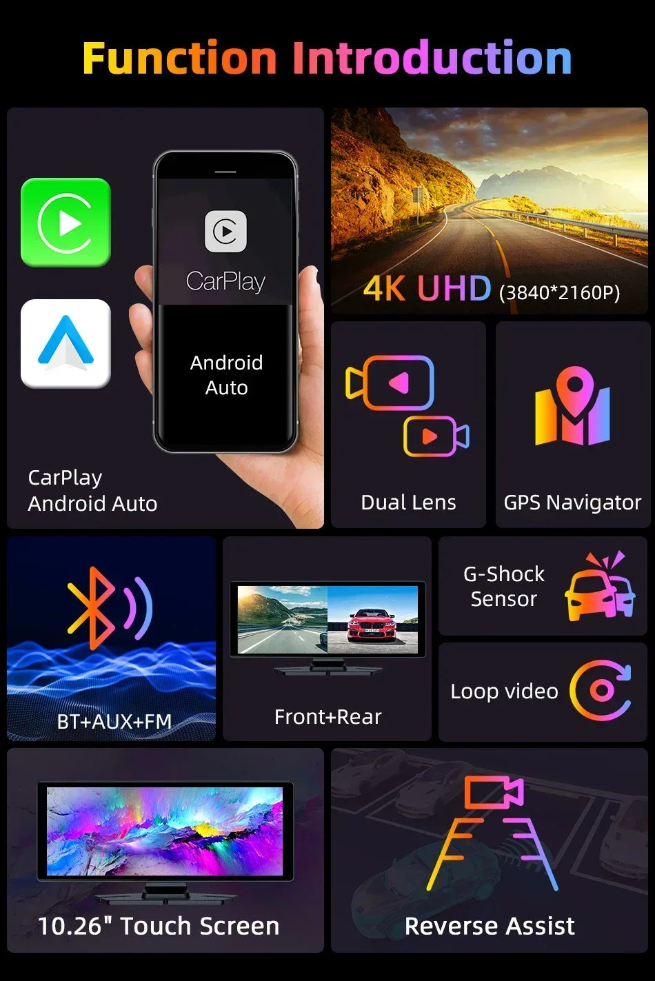 Srnubi 10.26-Inch CarPlay & Android Auto Screen – T322/T333 Options