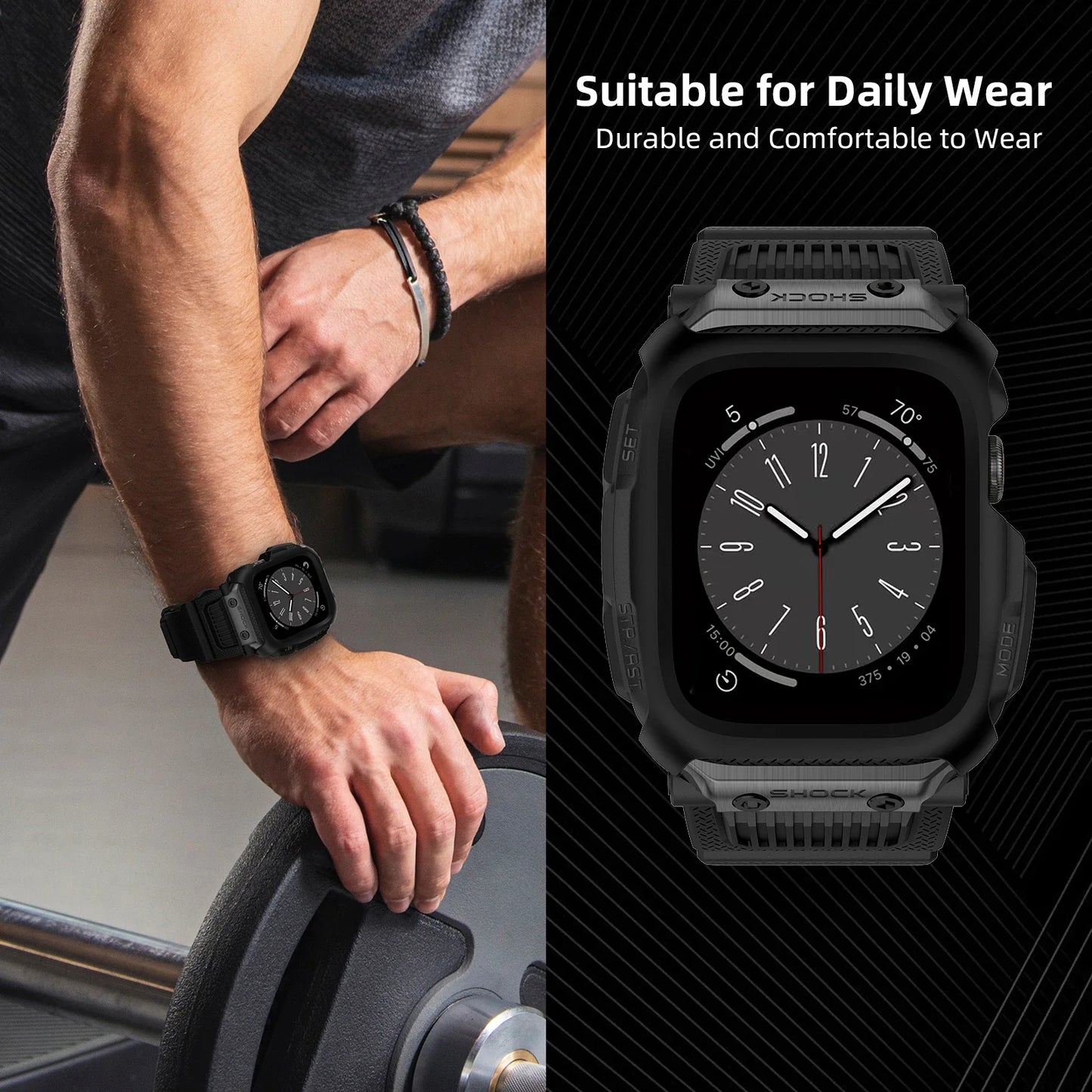 Bracelet en caoutchouc camouflage pour Apple Watch - Étanche et durable