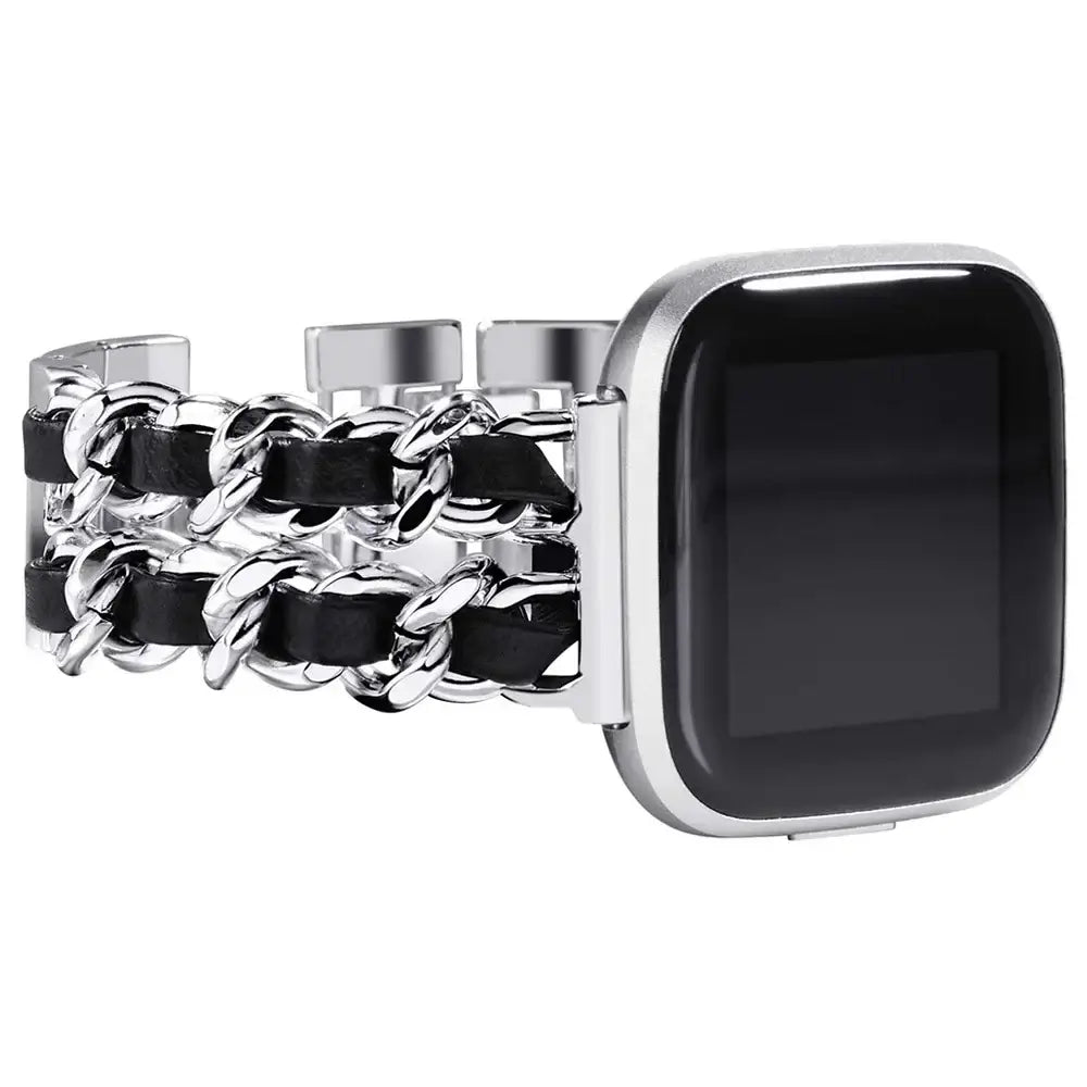 Fitbit Versa & Sense Leder-Metallarmband – Luxuriöses Design