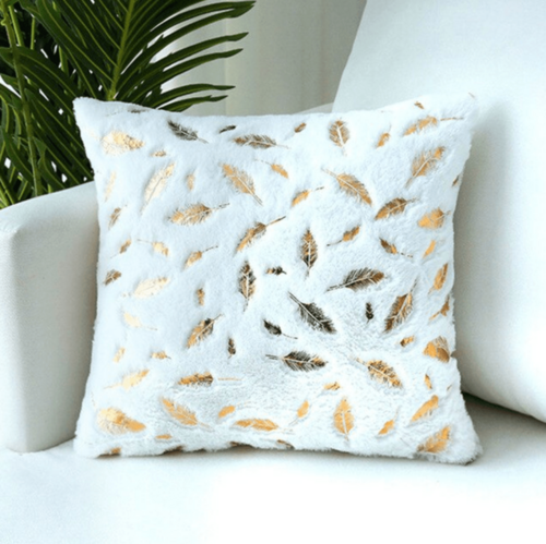 Dixie Plush Velvet 18x18 Decorative Pillow With Gold Hand-Painted Decal