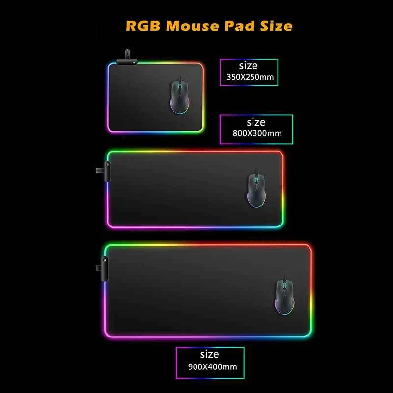 RGB Mouse Pad P-Pokemons Gengar Gamer Computer Mouse Mat Pc Backlight Mousepad Carpet Gaming Accessories Keyboard LED Desk Mat