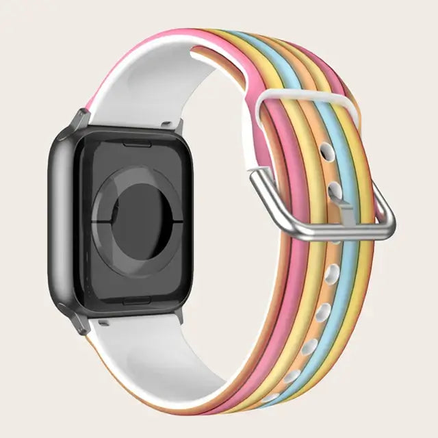 Apple Watch Silikonarmband – Buntes Blumenmusterarmband