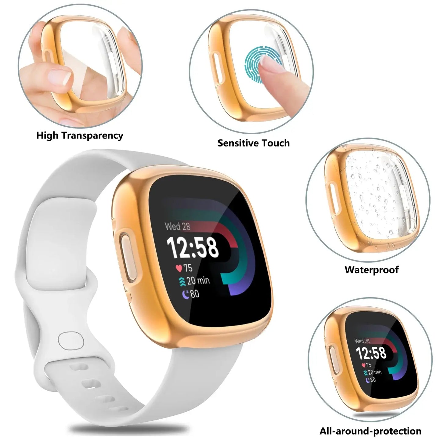 Fitbit Versa & Sense Hülle und Displayschutzfolie