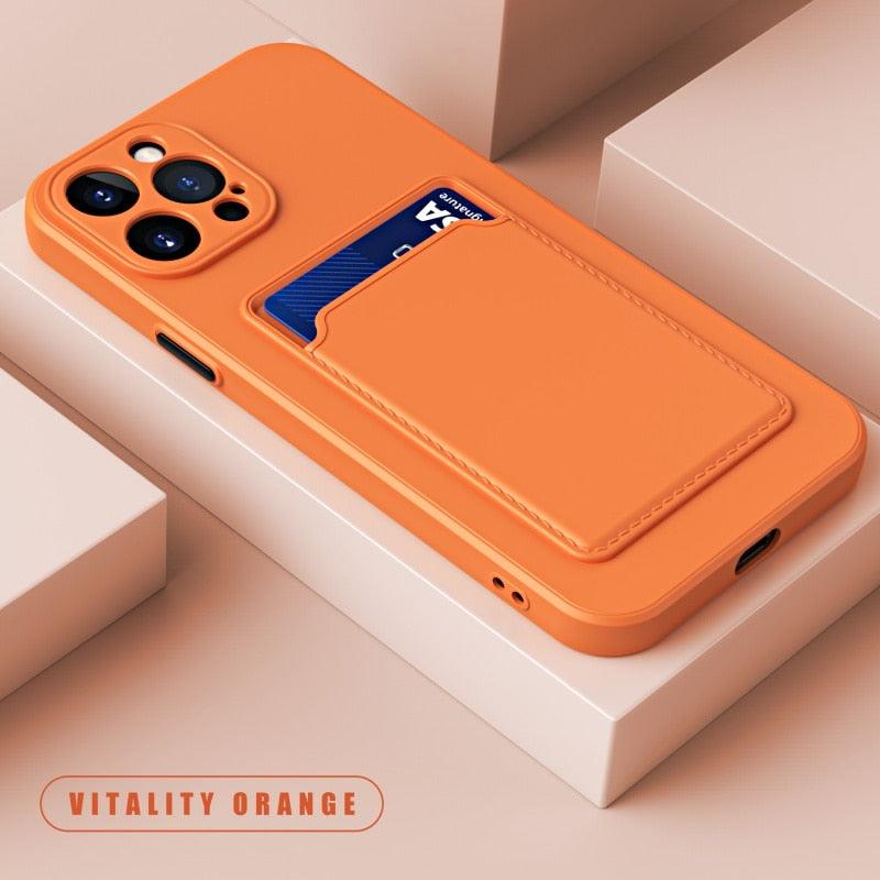 White Soft Wallet Card Holder Phone Case For iPhone 11 12 13 Pro Max Camera Protective Case Wallet Holder Cover Soft Portable Silicone Back Cover Durable Phone Case