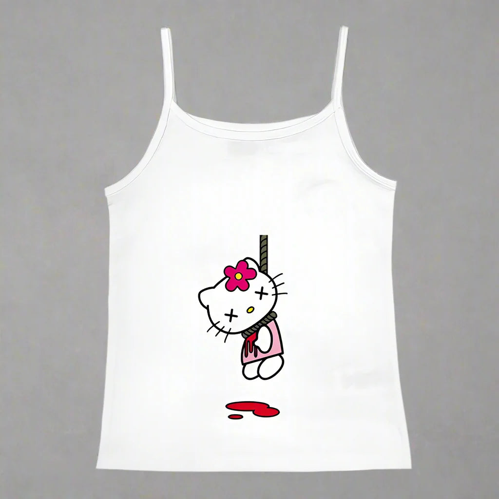 Y2K Hello Kitty Crop Top – Emo Girls Vintage Punk Tank