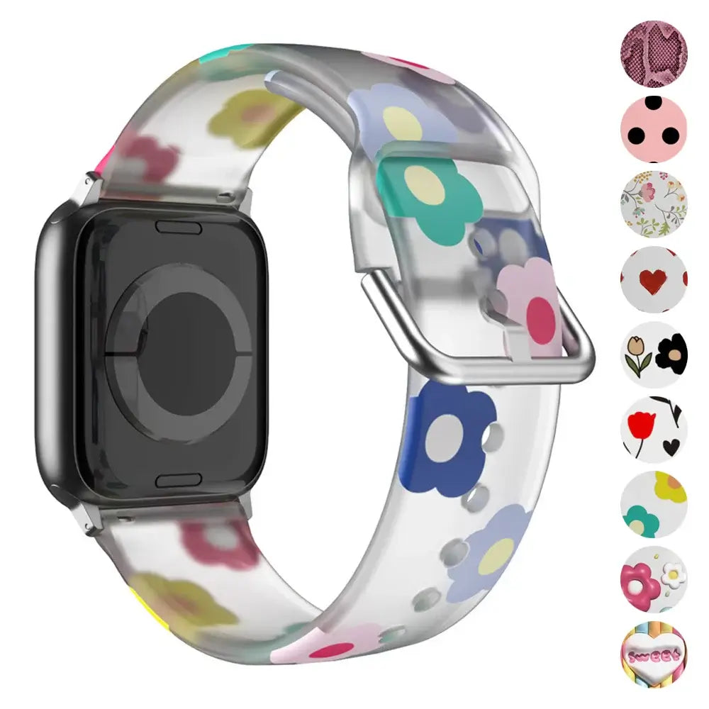 Apple Watch Silikonarmband – Buntes Blumenmusterarmband