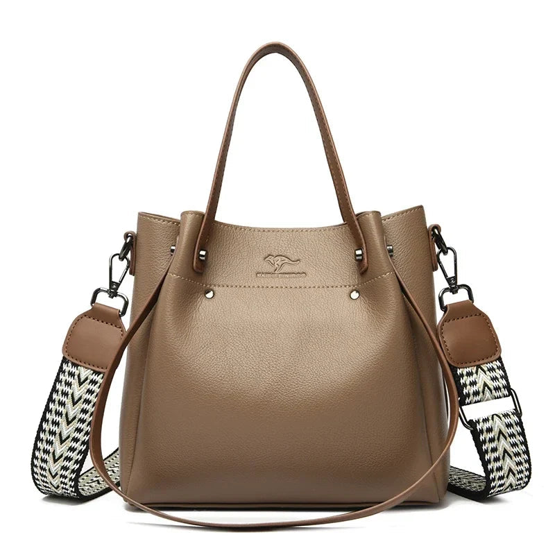 Genuine Leather Shoulder Crossbody Bag for Women – Multi-Pocket, 4 Colors