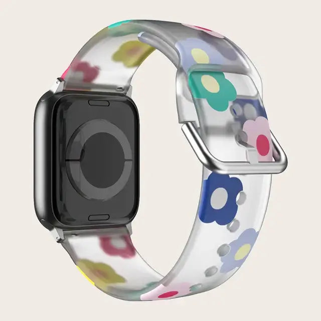 Apple Watch Silikonarmband – Buntes Blumenmusterarmband