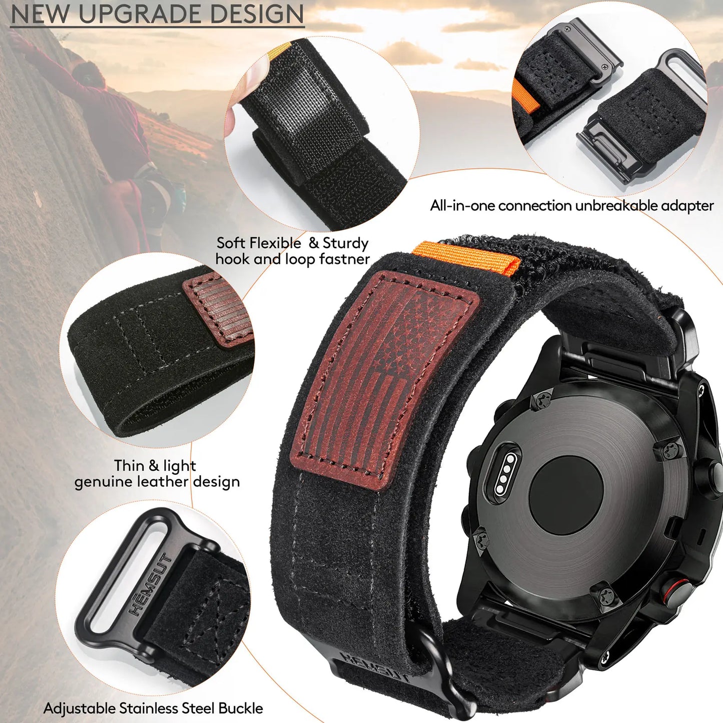 Bracelet de montre en cuir Garmin – Style sportif haut de gamme