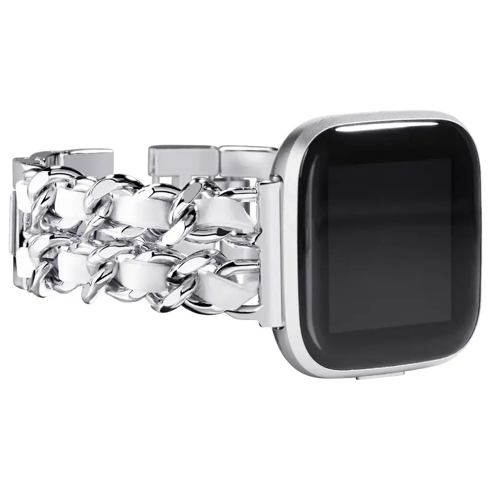 Fitbit Versa & Sense Leder-Metallarmband – Luxuriöses Design