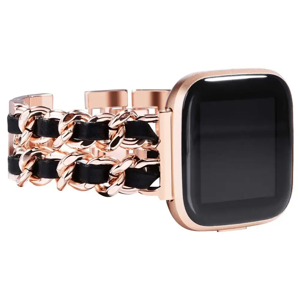 Fitbit Versa & Sense Leder-Metallarmband – Luxuriöses Design