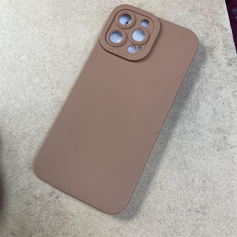 High-end Black Shockproof Silicone Phone Case For iPhone 13 12 Pro 11 Pro Max For Men Protect Lens Cover Compatible with iPhone Silicone Rubber Case Comfortable Grip