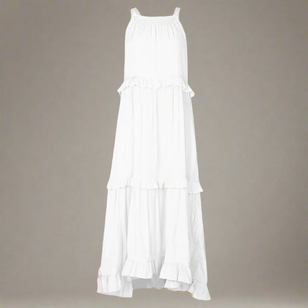 Elegant Apricot Ruffle Maxi Dress