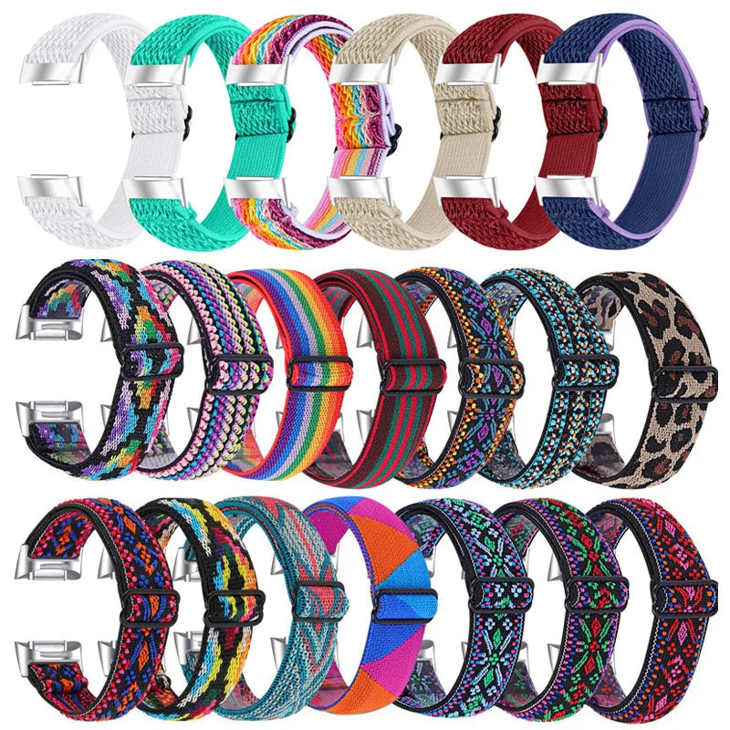 Fitbit Charge 6 5 Nylonarmband – Elastisches Sport-Stoff-Design