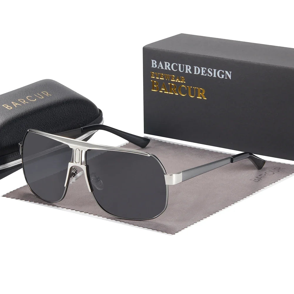 BARCUR Polarized Sunglasses for Men – Trendy UV400 Gradient Lens Oval Comfortable Frame Sports Driving Hiking Fishing Outdoor Fashion Eyewear with Durable Stainless Steel Frame – Casual Apparel Accessory Gift for Him