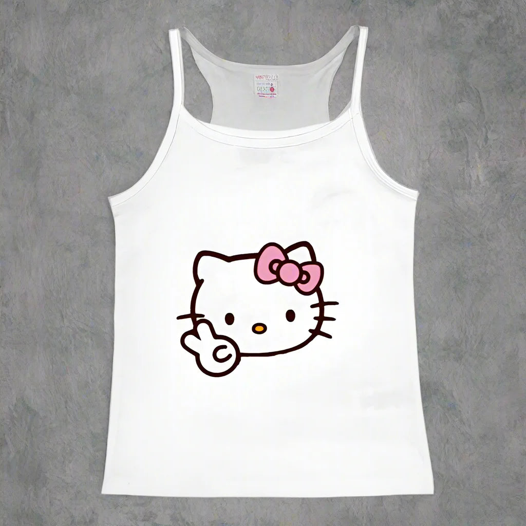 Y2K Hello Kitty Crop Top – Emo Girls Vintage Punk Tank