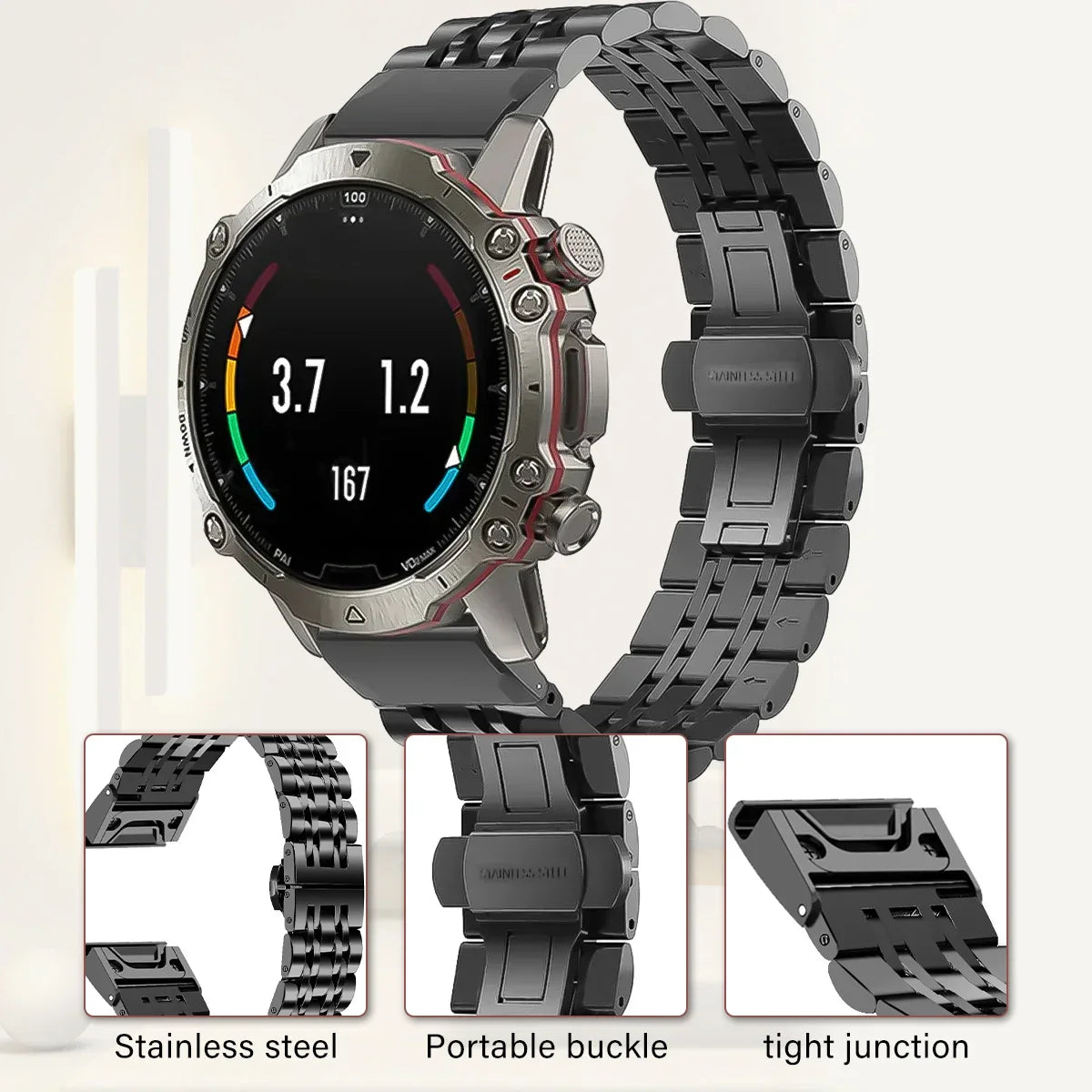 Garmin Edelstahlarmband – Premium-Metallarmband
