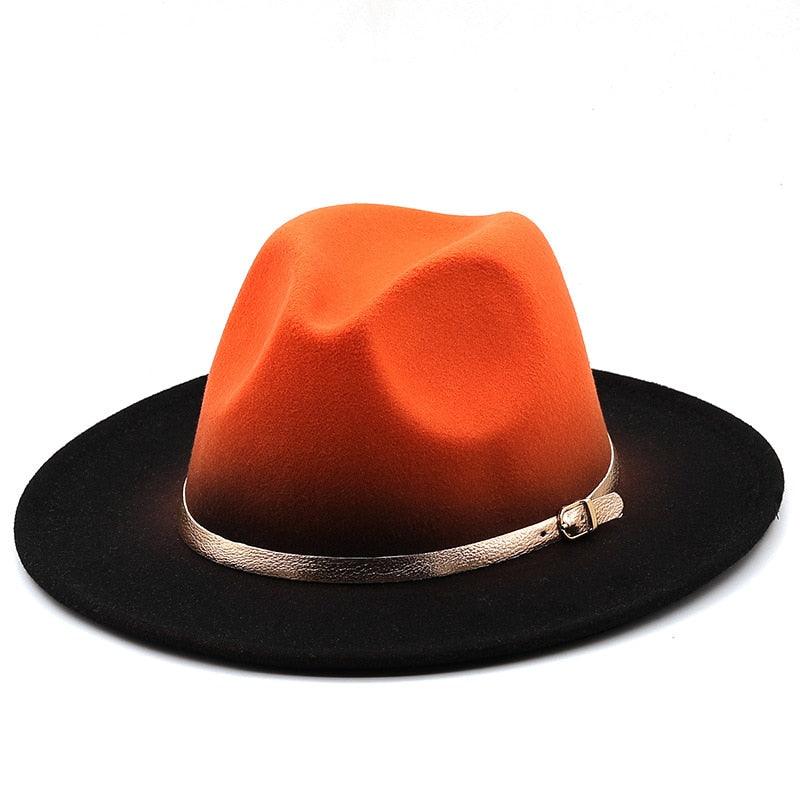 Two Colors Spray Painted Wool Jazz Hat  Fedora Unisex Color Autumn Winter Retro Hat Two Tone Dress Hat 56-58CM