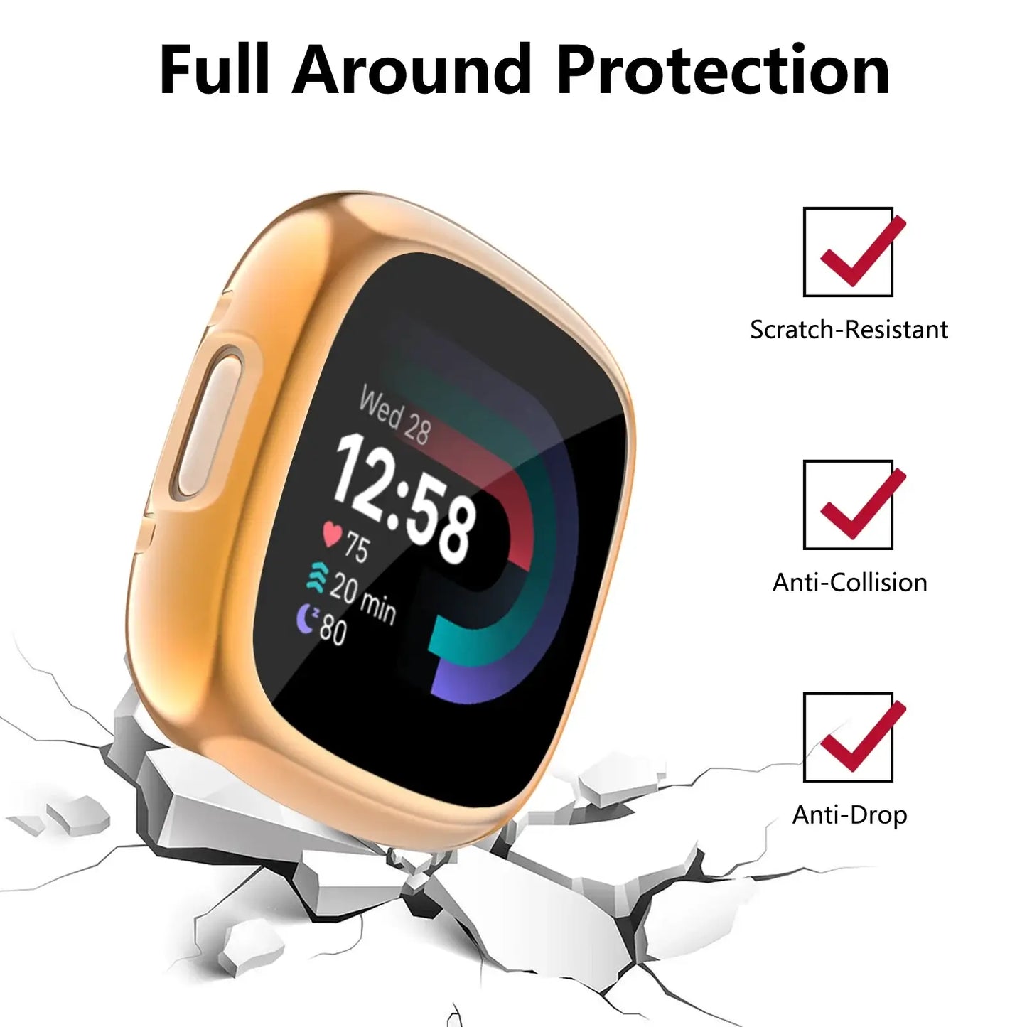 Fitbit Versa & Sense Hülle und Displayschutzfolie