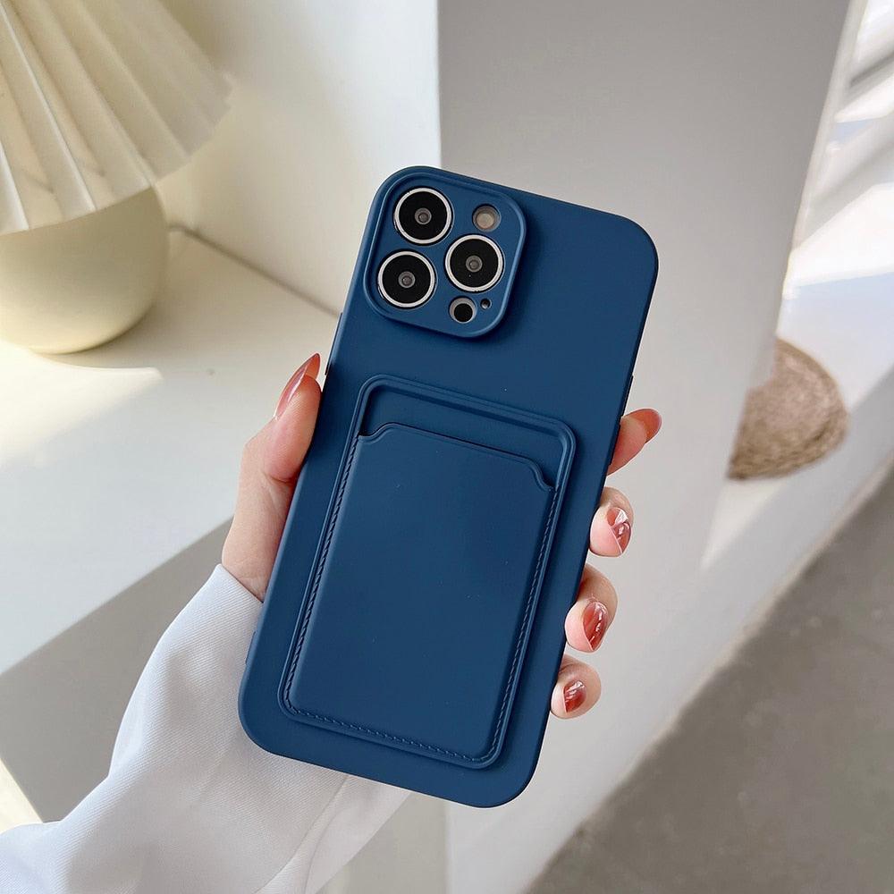 Soft Silicone Card Phone Case for IPhone 13  12 Pro Max Shockproof Protector Cover for IPhone 14 Plus Cases Heavy Duty Solid Slim Lightweight Anti-Shock Cover for iPhone