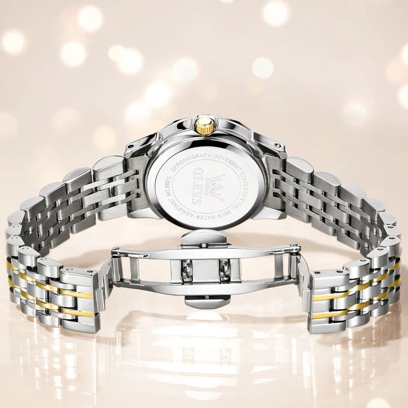 Women's Two Tone Stainless Steel Quartz Watch Luminous