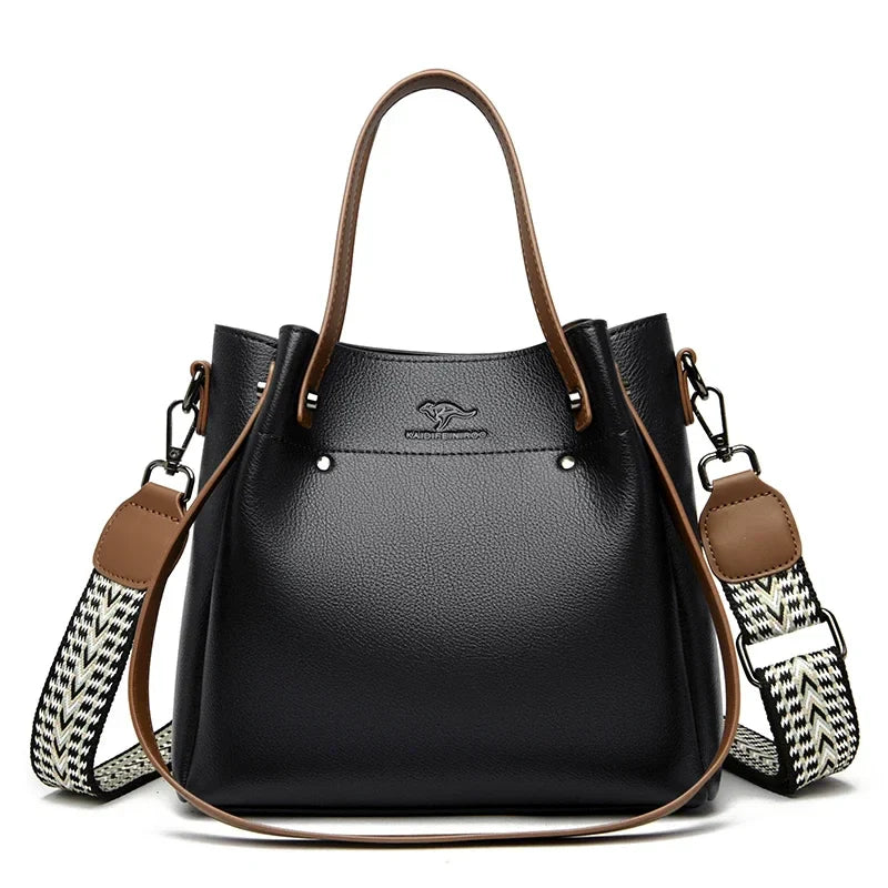 Genuine Leather Shoulder Crossbody Bag for Women – Multi-Pocket, 4 Colors