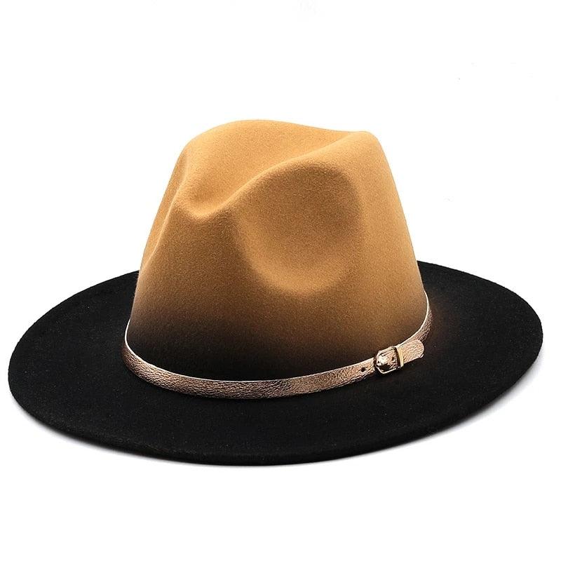 Two Colors Spray Painted Wool Jazz Hat  Fedora Unisex Color Autumn Winter Retro Hat Two Tone Dress Hat 56-58CM