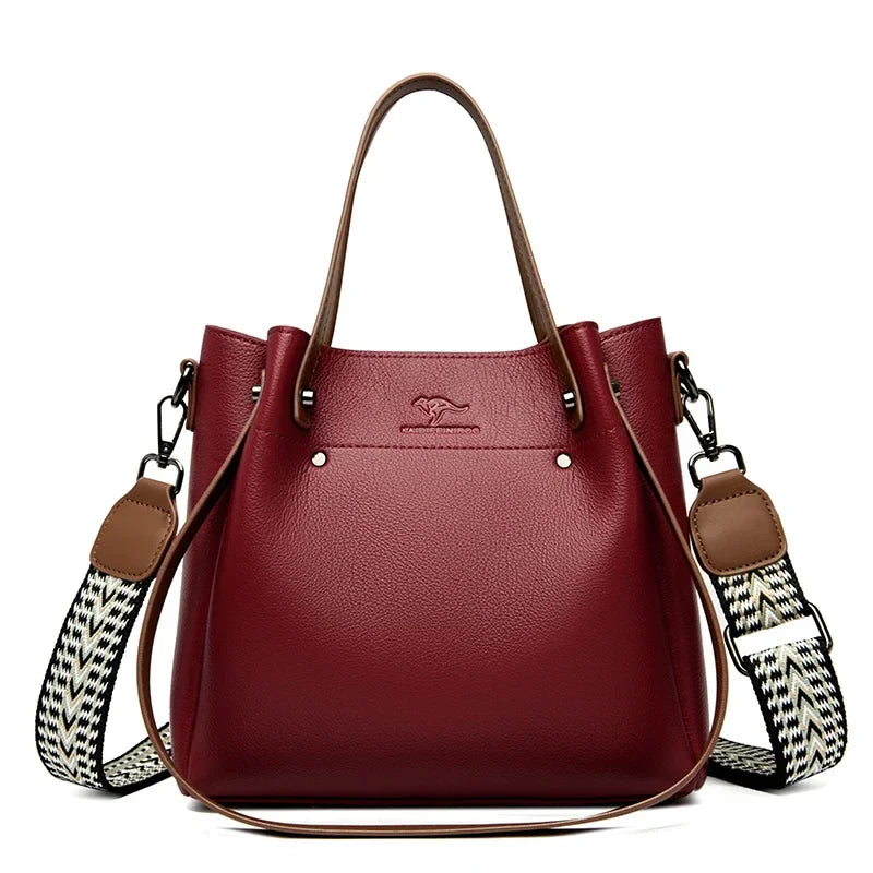 Genuine Leather Shoulder Crossbody Bag for Women – Multi-Pocket, 4 Colors