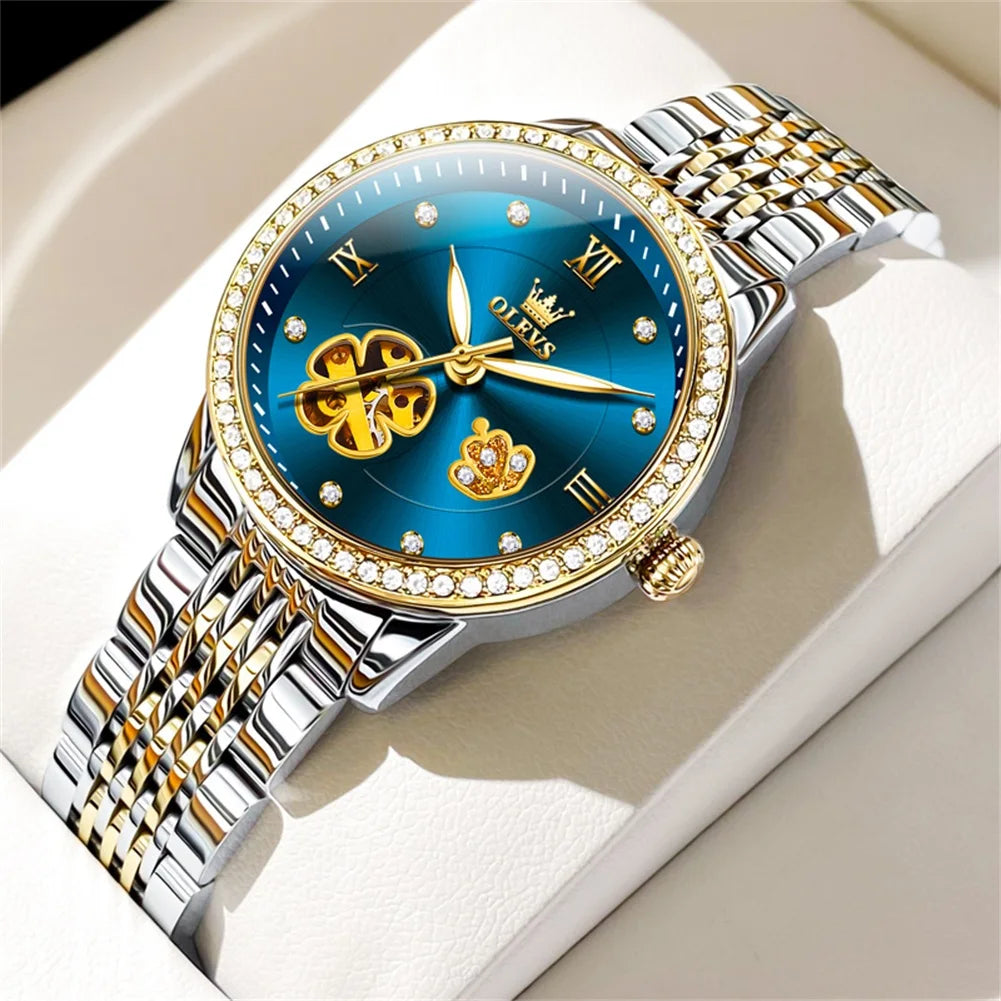 Montre squelette automatique pour femme avec bracelet jubilé