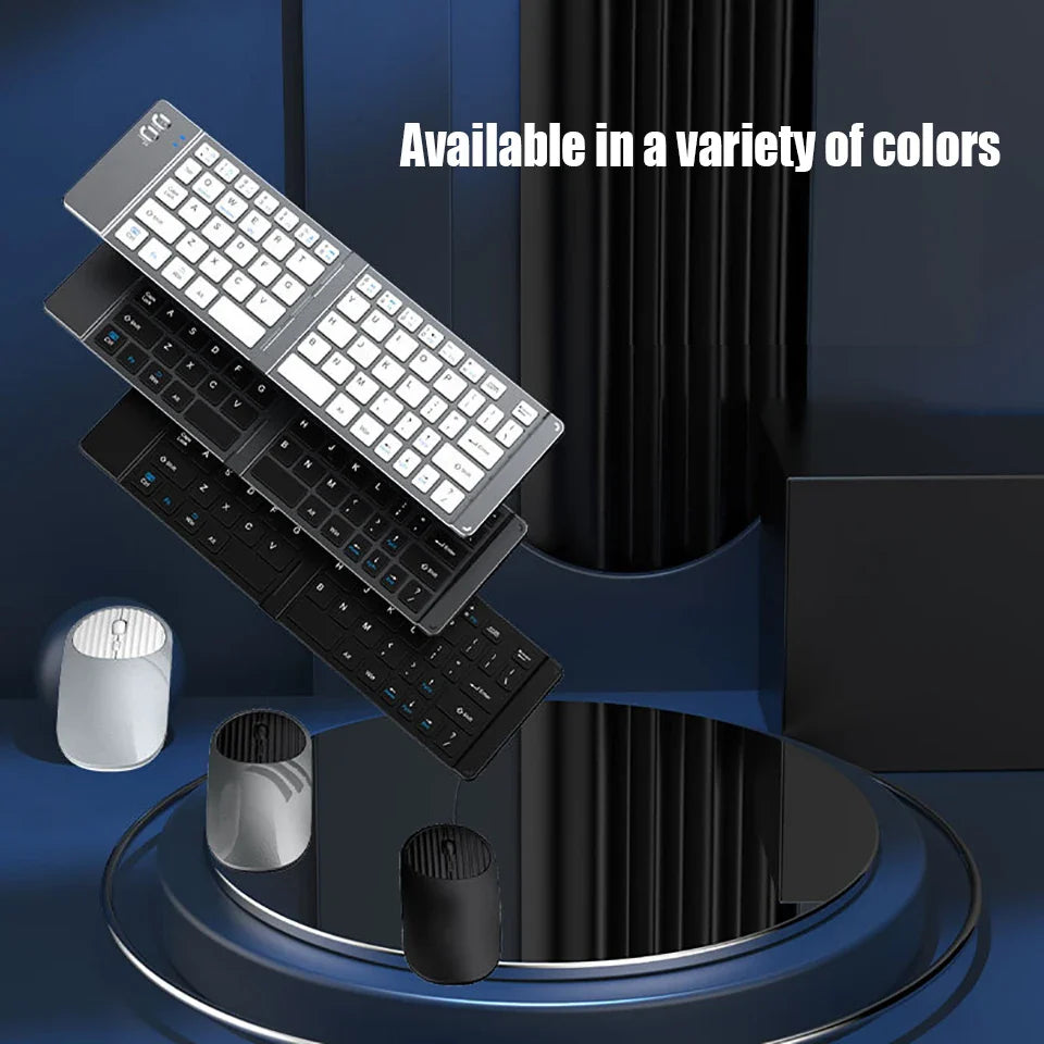 HKYC Wireless Bluetooth & 2.4G Keyboard and Mouse Set – Foldable, Ergonomic, Multi-Device